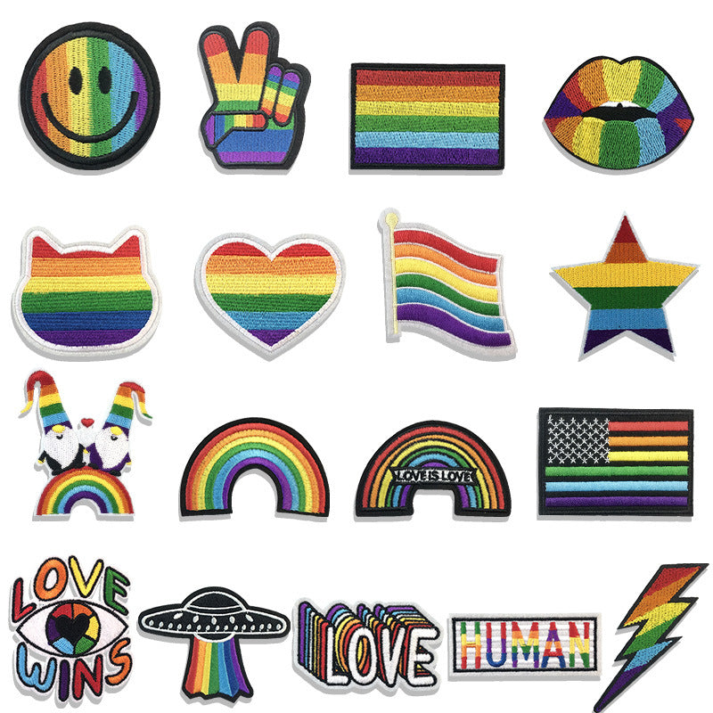 Wholesale 10pcs Five-pointed Star Heart-shaped Towel Beads Sequins Embroidery Cloth Patch Badge Badge Patch Clothes Decoration FS